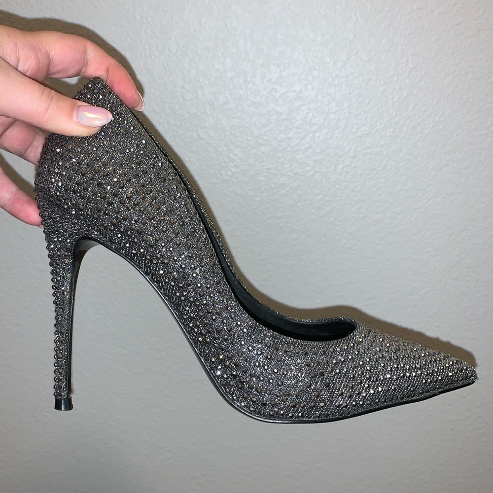 Steve Madden Grey Rhinestone Heels